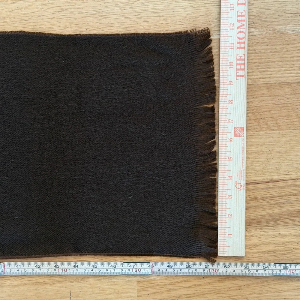 Vtg Brown Soft Knit Rectangular Scarf Fringe Trim Winter Wrap Earthy Minimalist